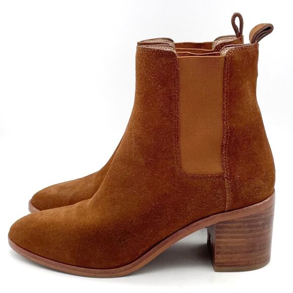 Banana Republic Suede Block Heel Chelsea Boot Whiskey Brown Suede Women’s Size 7 - Picture 3 of 16
